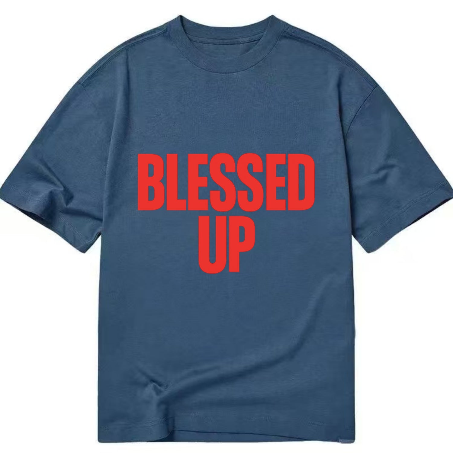 Bold typography design - "BLESSED UP" - recognizing fortune - Classic T-shirt - Twilight Navy(Blue)