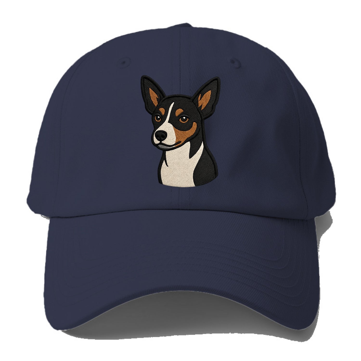 Rat Terrier - Tri-color embroidered pose - Baseball Cap For Big Heads - Twilight Navy(Blue)