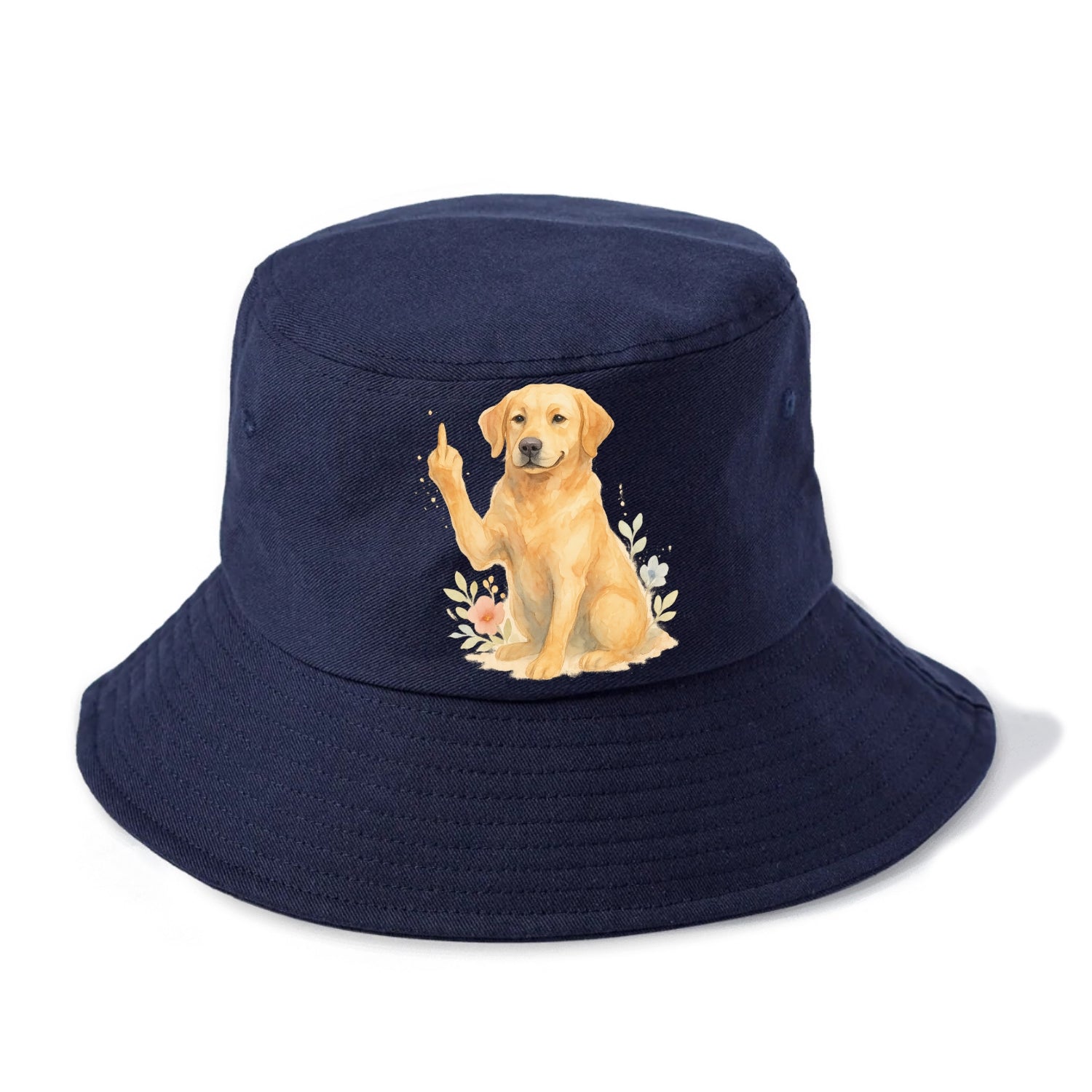 Labrador Retriever yellow sitting pretty, friendly face, strong paw up with sass - Bucket Hat - Twilight Navy(Blue)