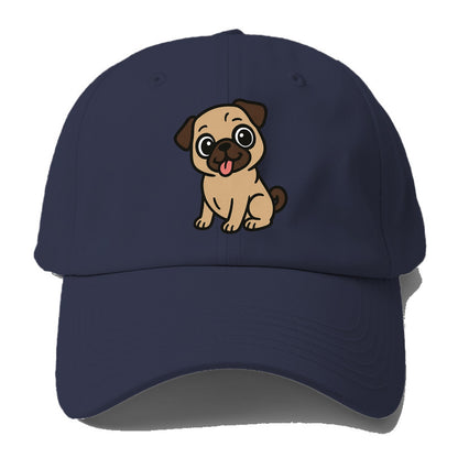 Pug - Tilted head with tongue out - Baseball Cap For Big Heads - Twilight Navy(Blue)