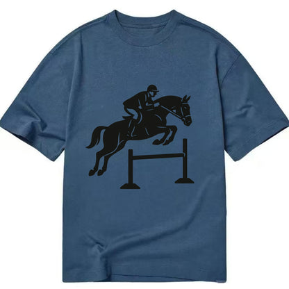 Equestrian jumping over obstacle - Classic T-shirt - Twilight Navy(Blue)