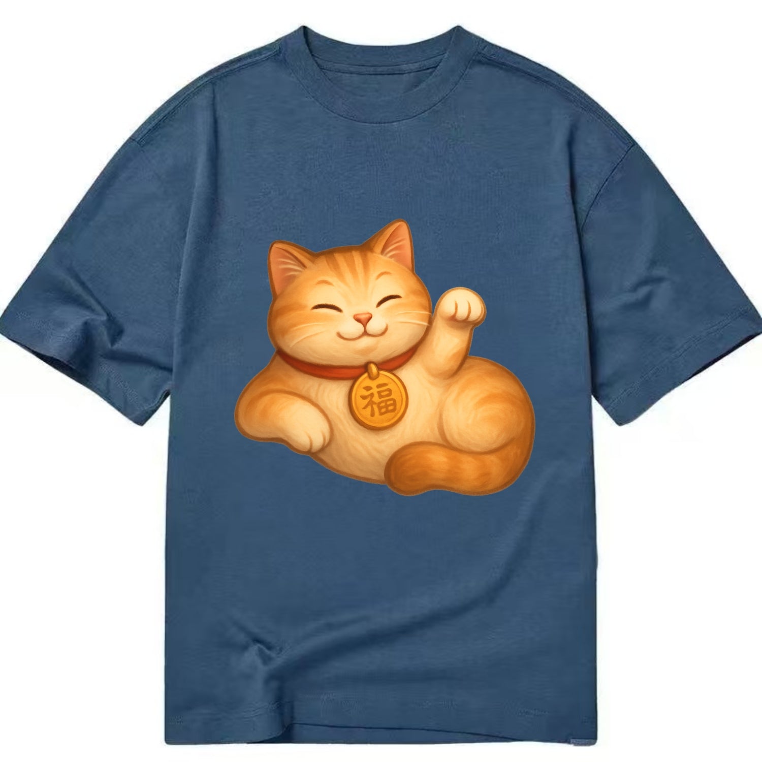 Maneki Neko Pose - Classic T-shirt - Twilight Navy(Blue)