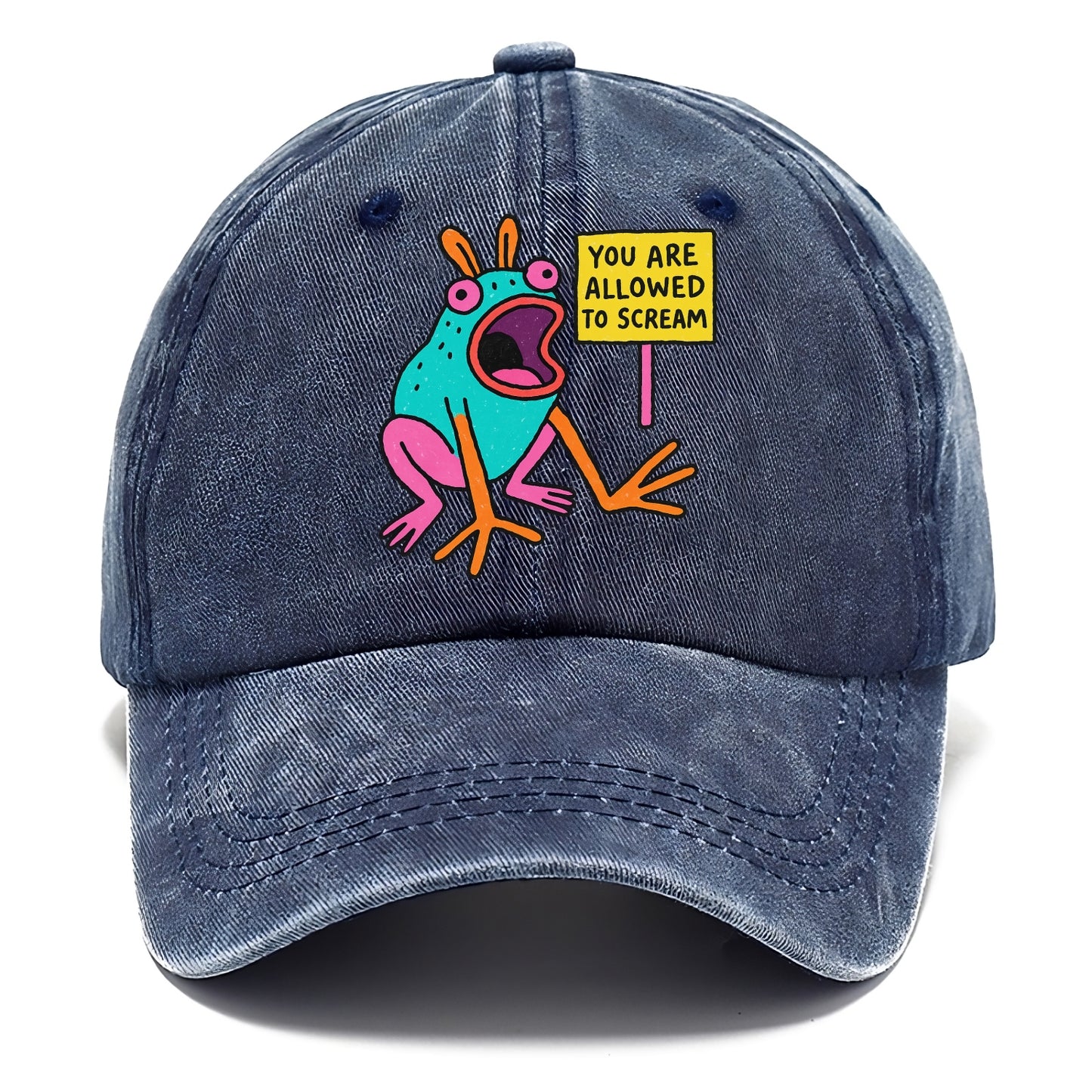 YOU ARE ALLOWED TO SCREAM | Open-mouthed frog mid-scream - Classic Cap - Twilight Navy(Blue)