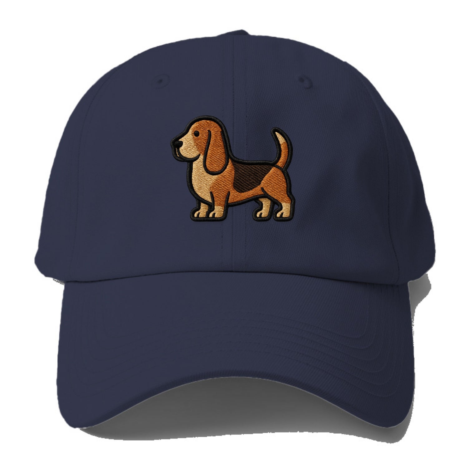 Basset Hound - Trendy low-rider design with prominent black outline - Baseball Cap For Big Heads - Twilight Navy(Blue)