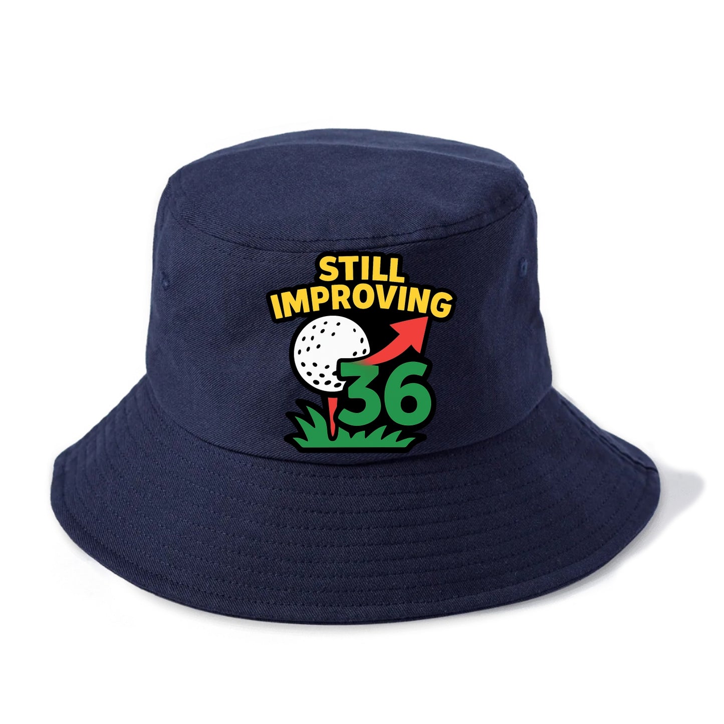 Handicap number getting higher with arrow - "Still Improving" - optimistic handicap - Bucket Hat - Twilight Navy(Blue)
