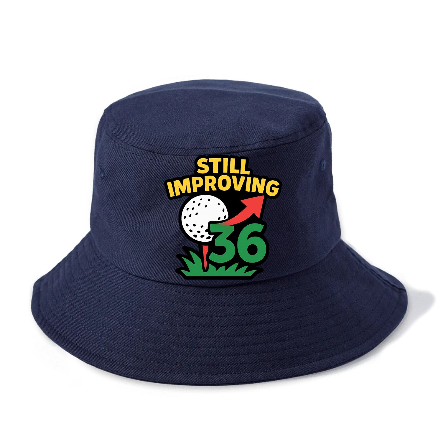 Handicap number getting higher with arrow - "Still Improving" - optimistic handicap - Bucket Hat - Twilight Navy(Blue)