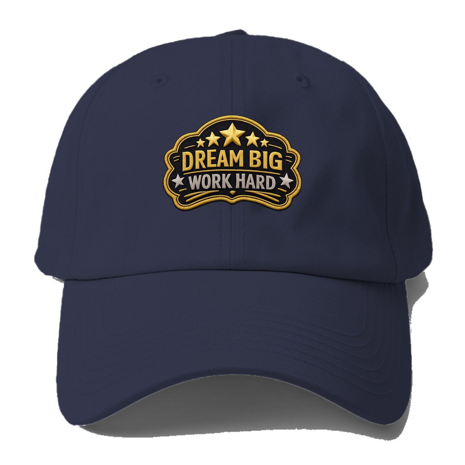 DREAM BIG WORK HARD - stars with text in gold , aspiration - Baseball Cap - Twilight Navy(Blue)