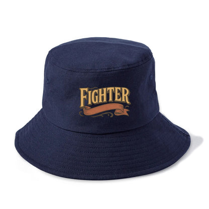 Bold typography design - "FIGHTER" - never giving up, battling on - Bucket Hat - Twilight Navy(Blue)