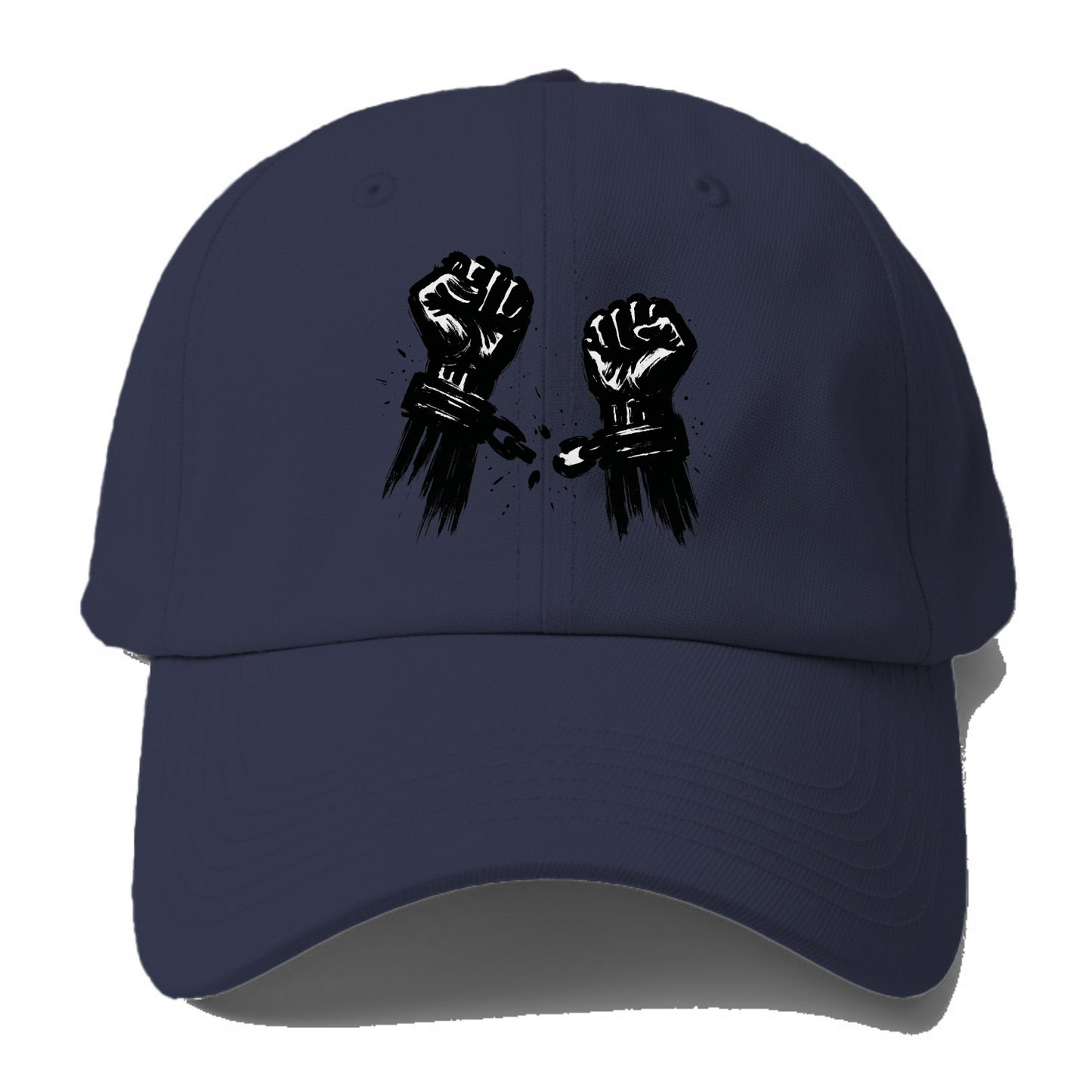 Two raised fists breaking chains - liberation and freedom ink painting - Baseball Cap For Big Heads - Twilight Navy(Blue)