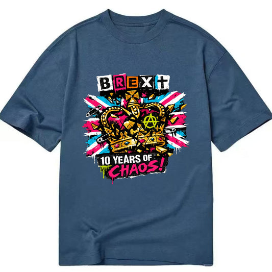 BROKEN CROWN | Shattered British crown | Gold fragments scattered | Power - Classic T-shirt - Twilight Navy(Blue)
