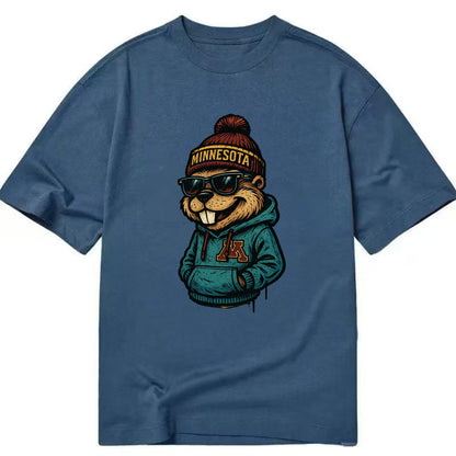 Minneapolis Gopher wearing Minnesota beanie with M patch - Classic T-shirt - Twilight Navy(Blue)