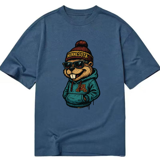 Minneapolis Gopher wearing Minnesota beanie with M patch - Classic T-shirt - Twilight Navy(Blue)