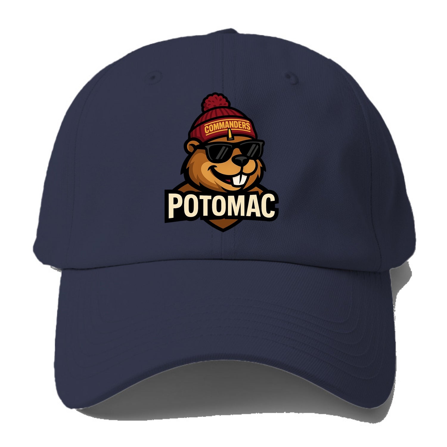 Potomac Beaver wearing Commanders beanie with monument patch and wayfarer sunglasses - Baseball Cap - Twilight Navy(Blue)