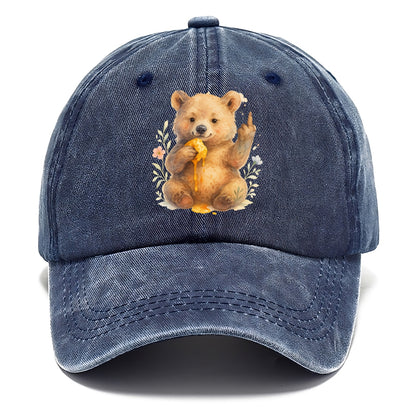 chubby bear cub eating dripping honey, sticky paw up with middle finger - Classic Cap - Twilight Navy(Blue)