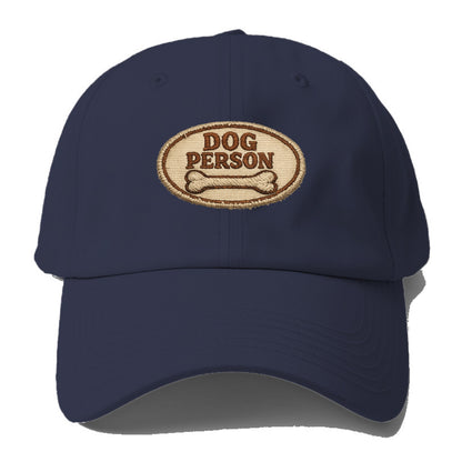 DOG PERSON - simple text with bone in brown , team dog - Baseball Cap - Twilight Navy(Blue)
