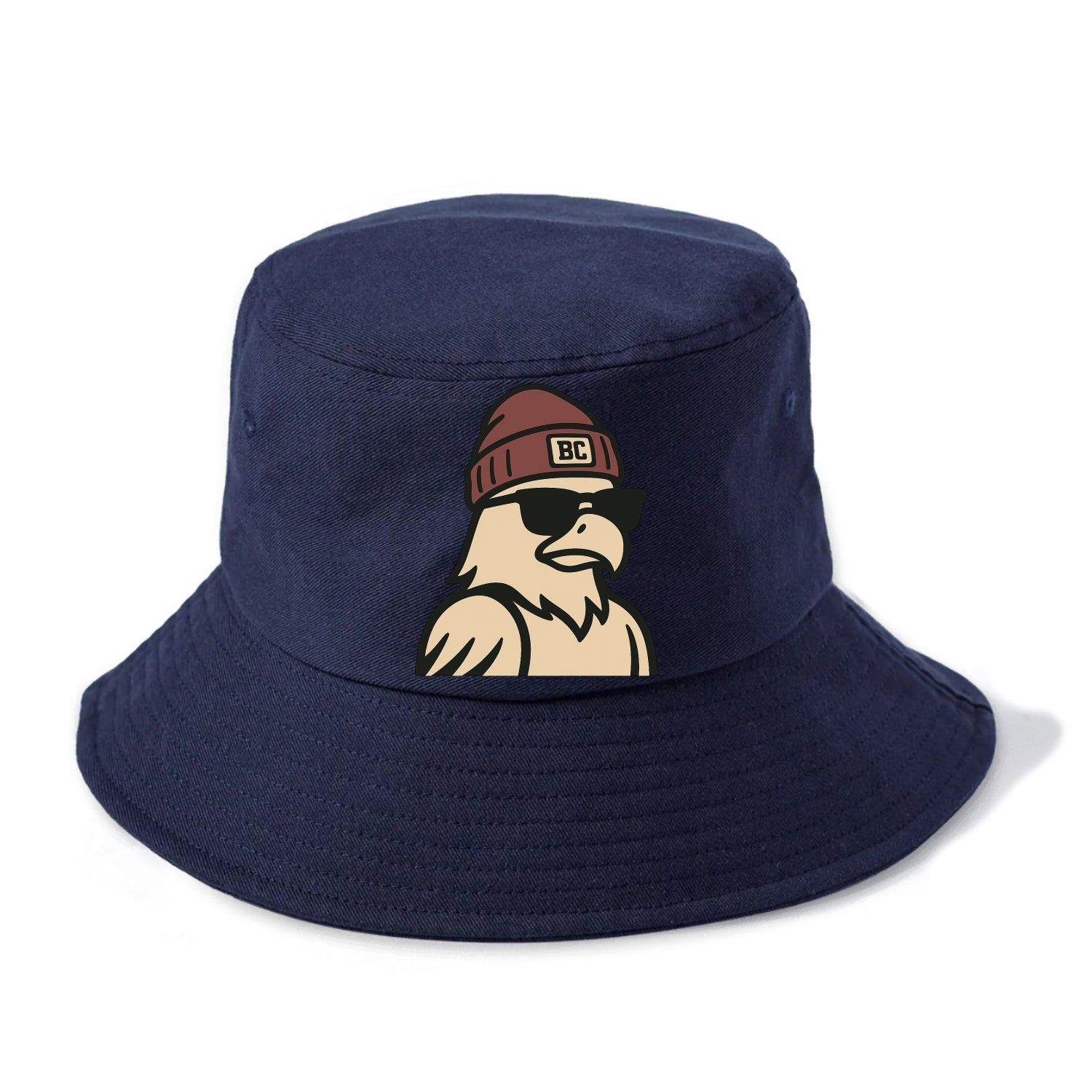 Chestnut Hill Eagle wearing Boston College beanie with BC patch - Bucket Hat - Twilight Navy(Blue)