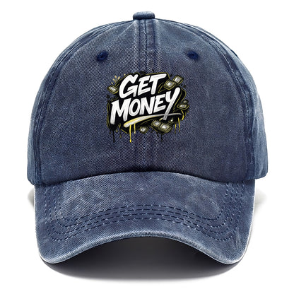 Bold typography design - "GET MONEY" - pursuit of wealth, earning - Classic Cap - Twilight Navy(Blue)