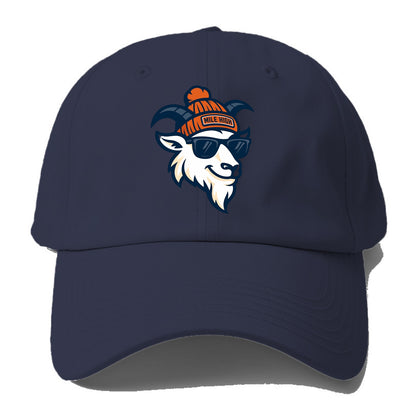 Denver Mountain Goat wearing Broncos beanie with Mile High patch and - Baseball Cap For Big Heads - Twilight Navy(Blue)