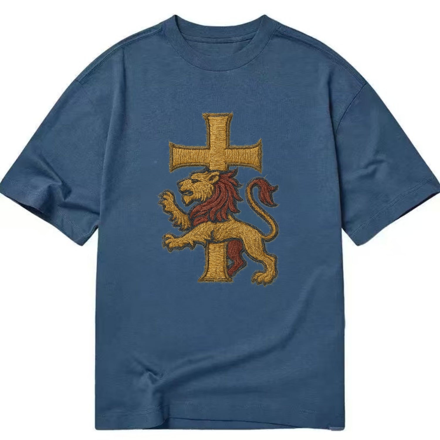 Lion and Cross  - Classic T-shirt - Twilight Navy(Blue)