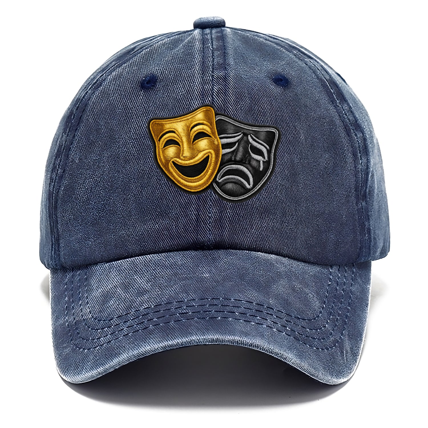 BROADWAY MASKS - comedy tragedy masks in gold and black , theater - Classic Cap - Twilight Navy(Blue)