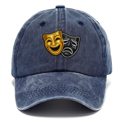 BROADWAY MASKS - comedy tragedy masks in gold and black , theater - Classic Cap - Twilight Navy(Blue)