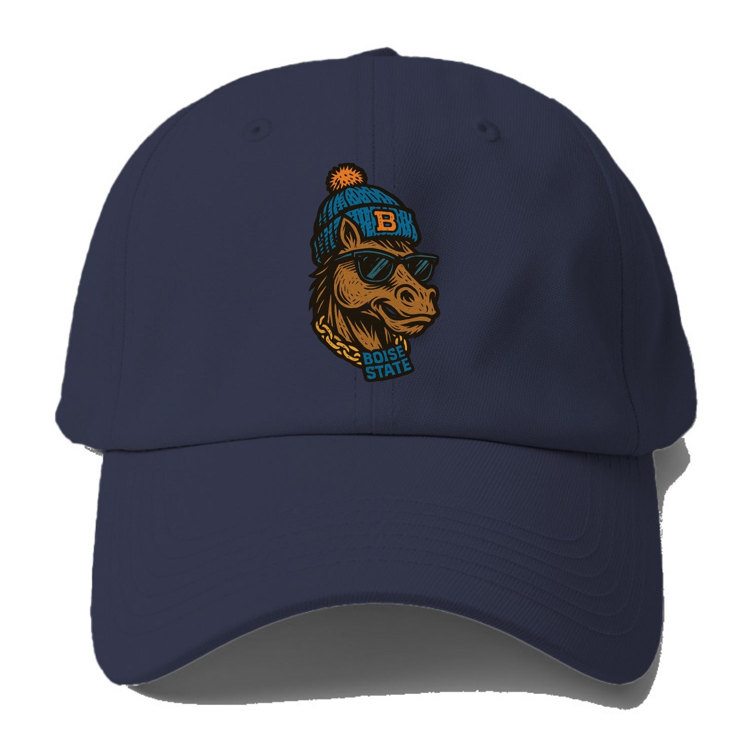 Boise Bronco wearing Boise State beanie with B patch - Baseball Cap For Big Heads - Twilight Navy(Blue)