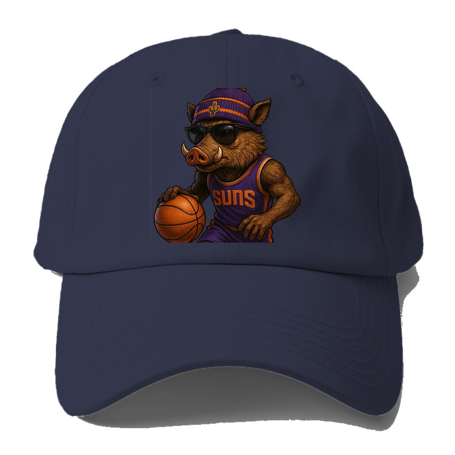 Phoenix Javelina wearing Suns beanie with cactus patch and wayfarer - Baseball Cap For Big Heads - Twilight Navy(Blue)