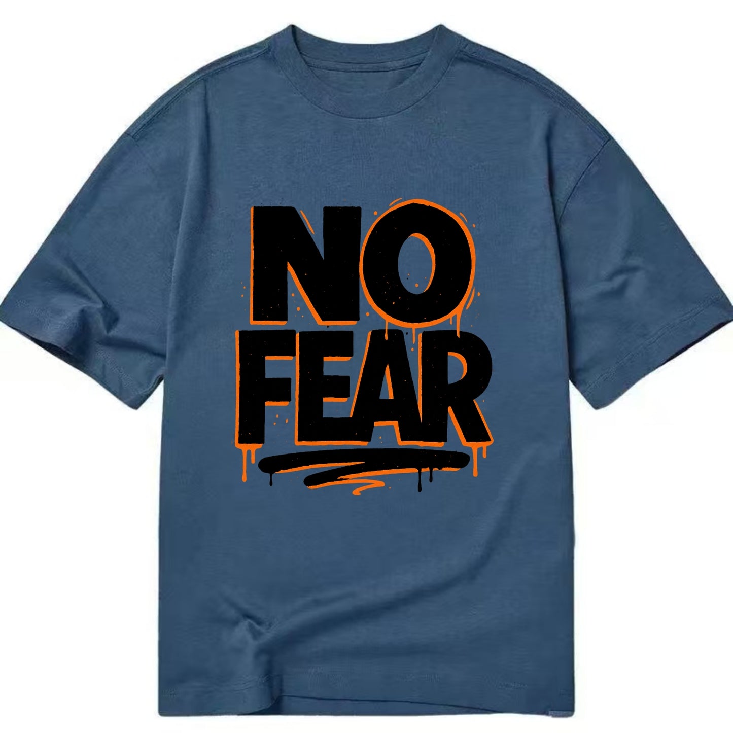 Bold typography design - "NO FEAR" - courage, bravery - Classic T-shirt - Twilight Navy(Blue)