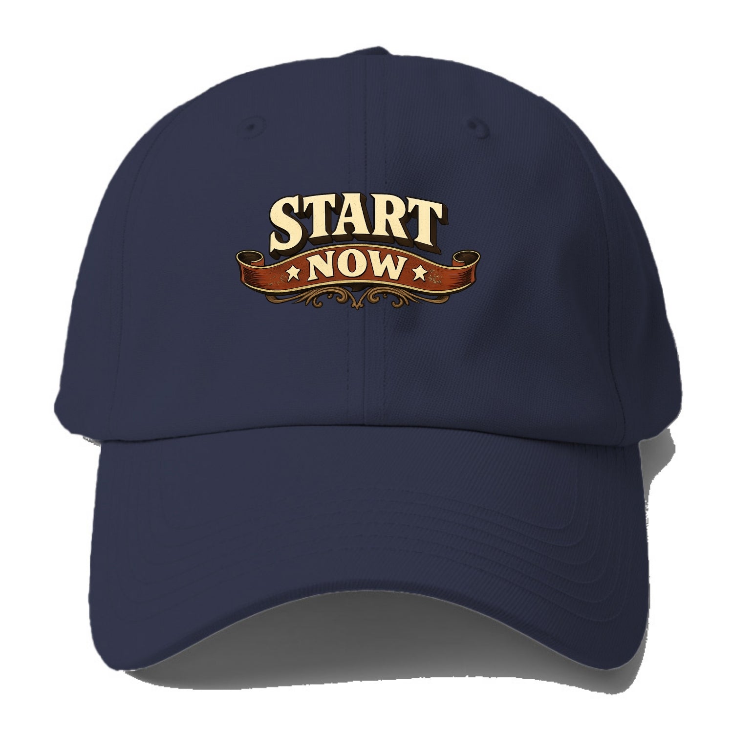 Bold typography design - "START NOW" - begin immediately, no delay - Baseball Cap - Twilight Navy(Blue)