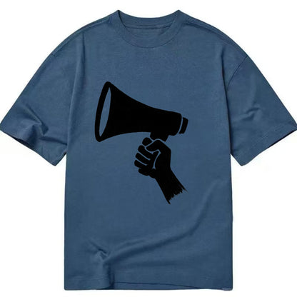 Megaphone silhouette - voice and protest ink brushwork - Classic T-shirt - Twilight Navy(Blue)