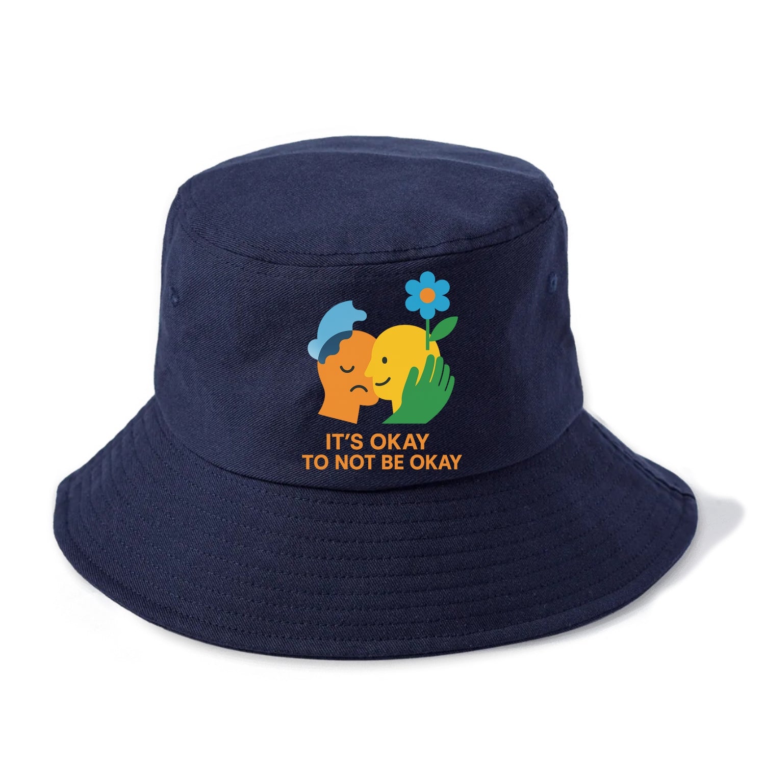 Mental health stigma fading as support grows - "It's Okay to Not Be Okay" - wellbeing - Bucket Hat - Twilight Navy(Blue)