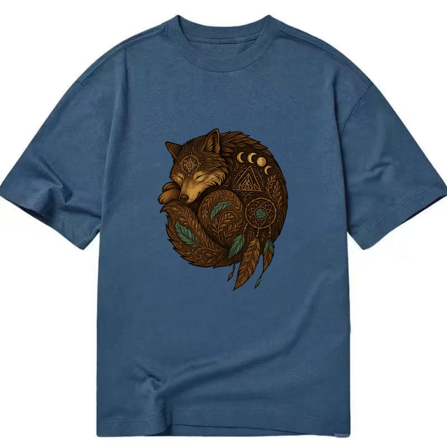 Sleeping Wolf Peace  - Classic T-shirt - Twilight Navy(Blue)