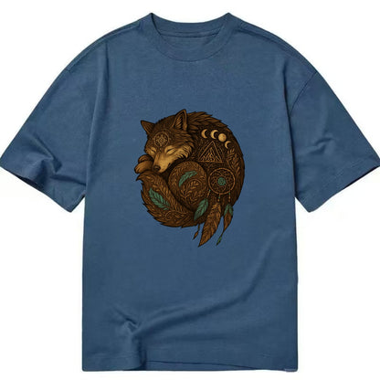 Sleeping Wolf Peace  - Classic T-shirt - Twilight Navy(Blue)