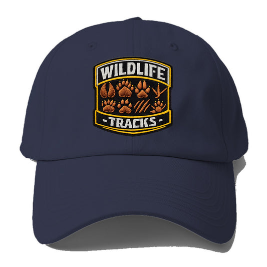 WILDLIFE TRACKS - animal footprints in brown , tracker - Baseball Cap For Big Heads - Twilight Navy(Blue)