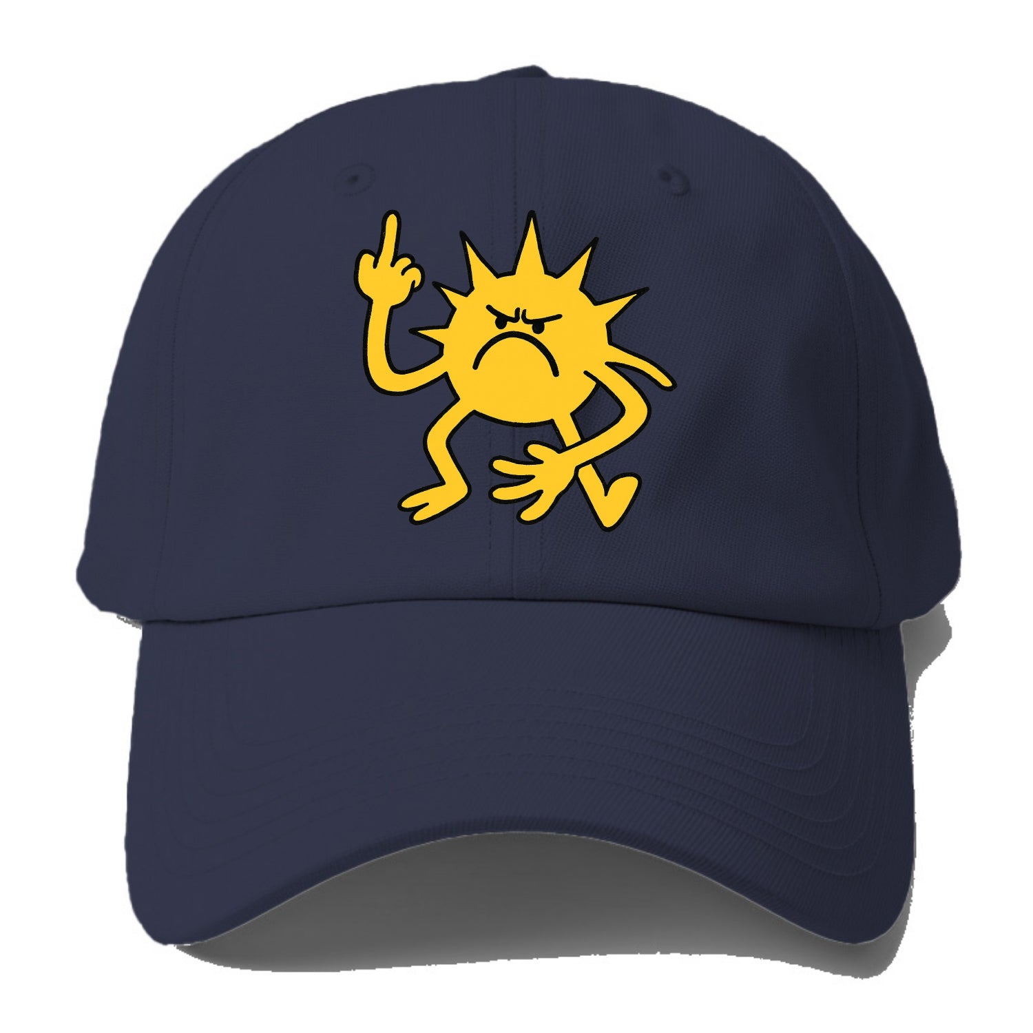 MORNINGS ARE PUNISHMENT | Grumpy sun with middle finger - Baseball Cap For Big Heads - Twilight Navy(Blue)