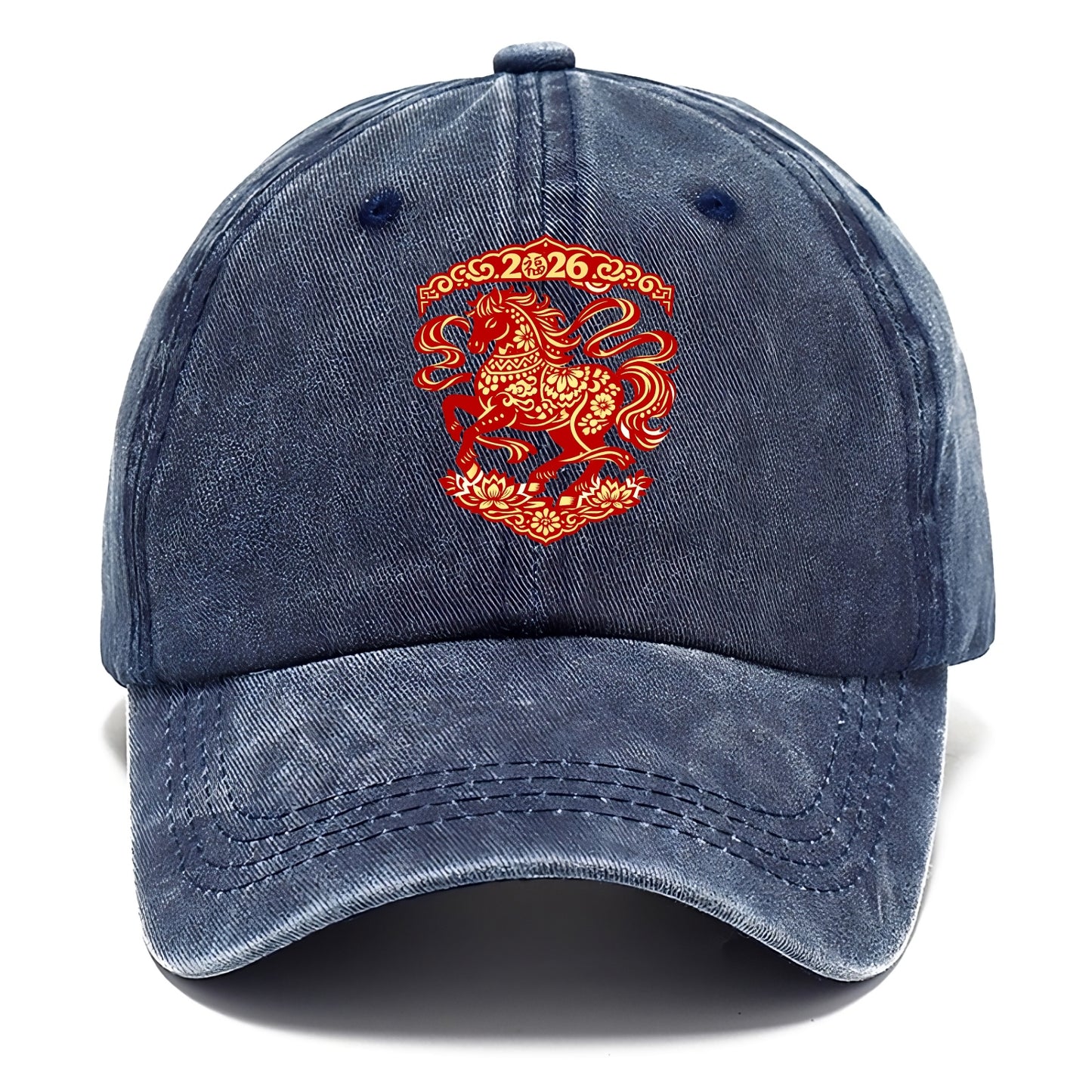 DANCING HORSE | Elegant prancing horse in motion | Graceful curved pose | Floating - Classic Cap - Twilight Navy(Blue)