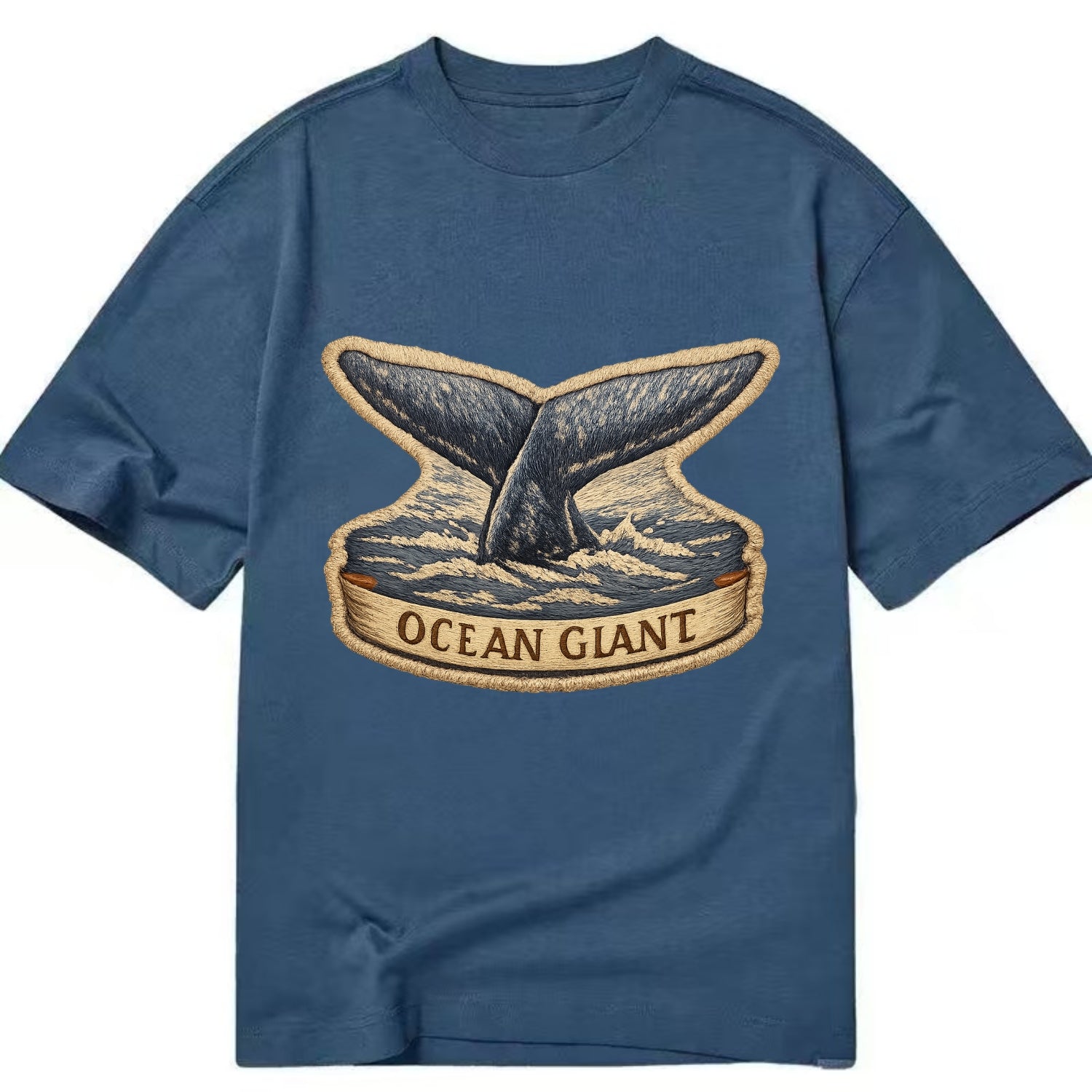 WHALE TAIL - diving whale in blue and gray , ocean giant - Classic T-shirt - Twilight Navy(Blue)