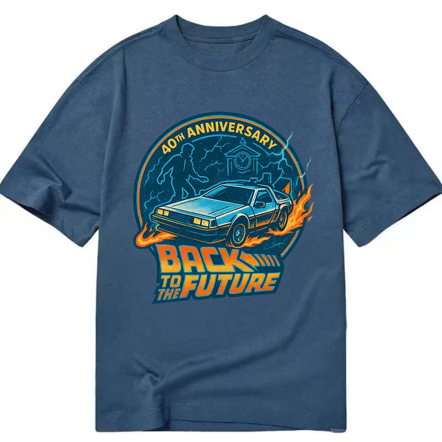 Back To The Future 40th Anniversary - Classic T-shirt - Twilight Navy(Blue)