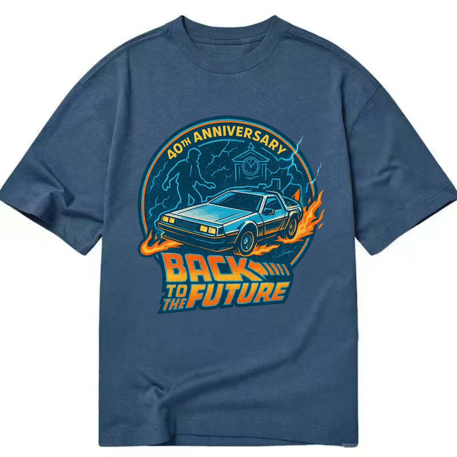 Back To The Future 40th Anniversary - Classic T-shirt - Twilight Navy(Blue)