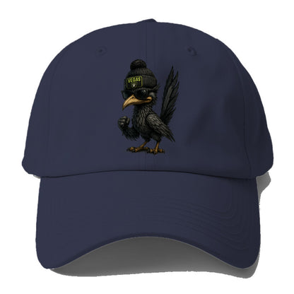 Vegas Roadrunner wearing Raiders beanie with neon patch and wayfarer sunglasses - Baseball Cap - Twilight Navy(Blue)