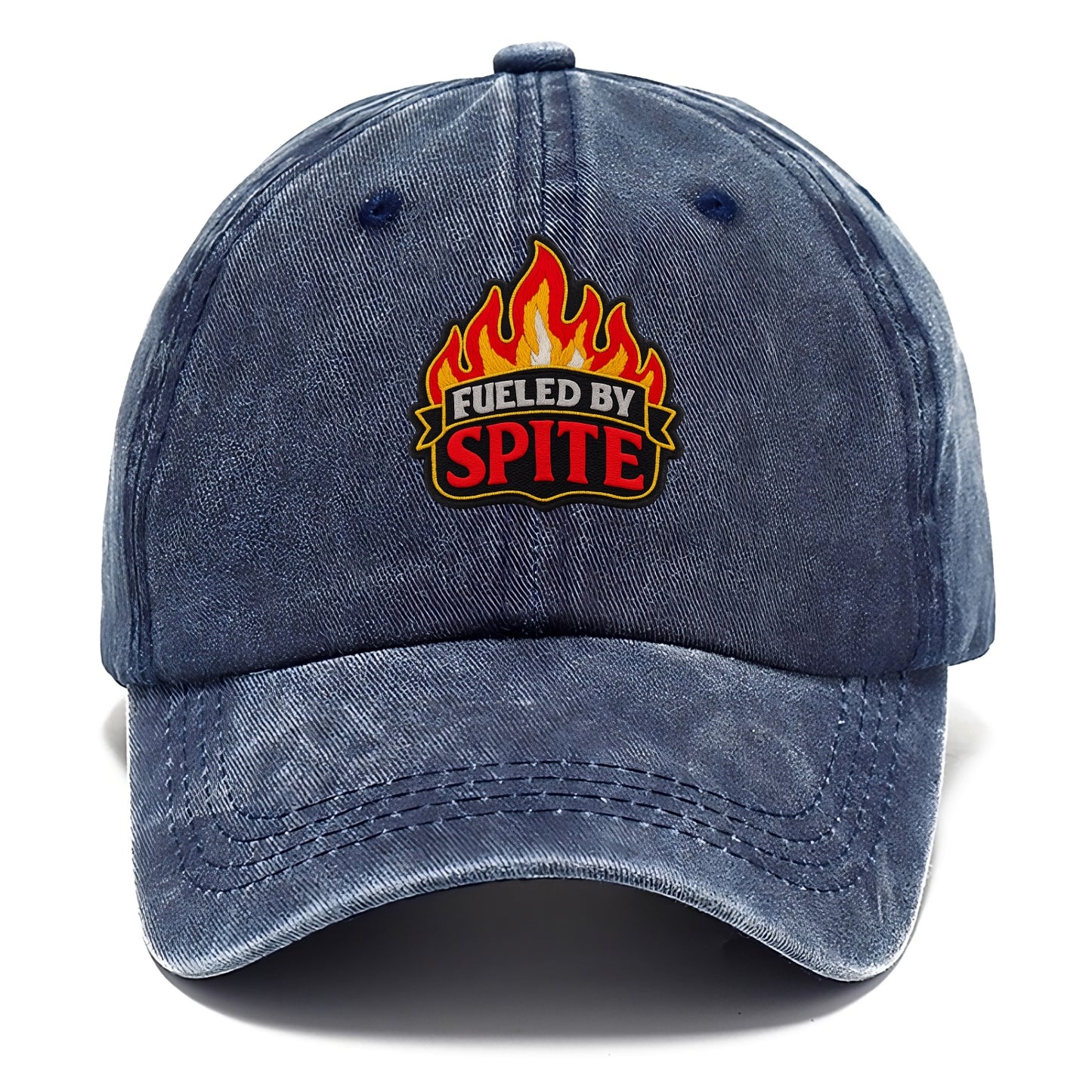 FUELED BY SPITE - fire with text in black and red , petty motivation - Classic Cap - Twilight Navy(Blue)