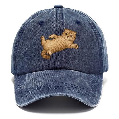 Scottish Fold  fully relaxed sprawled ou Classic Cap - Twilight Navy(Blue)