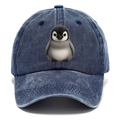 Baby Adelie Penguin - black and white, round body, curious eyes, front-facing, - Classic Cap - Twilight Navy(Blue)