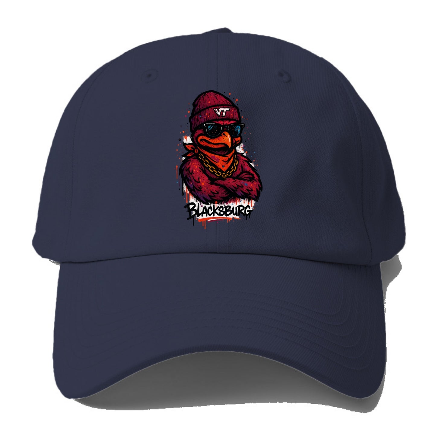 Blacksburg HokieBird wearing Virginia Tech beanie with VT patch - Baseball Cap - Twilight Navy(Blue)