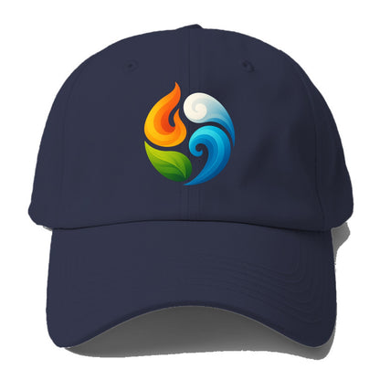 Four Elements Dance - Fire orange, water - Baseball Cap For Big Heads - Twilight Navy(Blue)