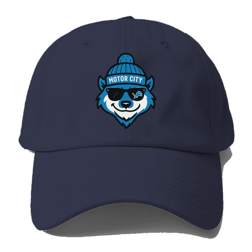 Motor City Wolverine wearing Lions beanie with gear patch and wayfarer - Baseball Cap For Big Heads