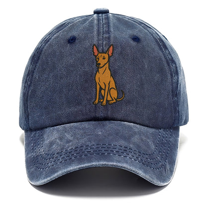 Pharaoh Hound - Tan colored embroidered pose - Classic Cap - Twilight Navy(Blue)