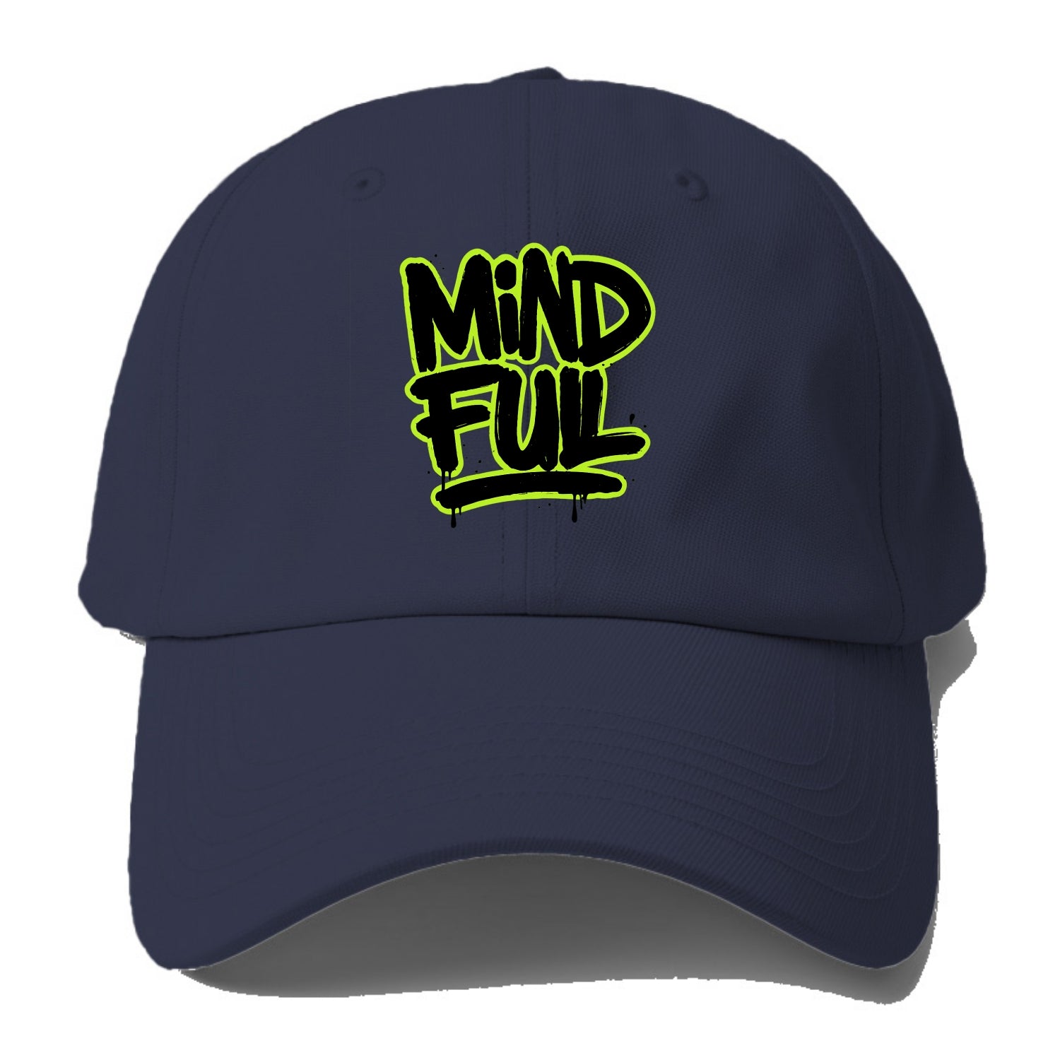 Bold typography design - "MINDFUL" - present awareness, conscious - Baseball Cap For Big Heads - Twilight Navy(Blue)