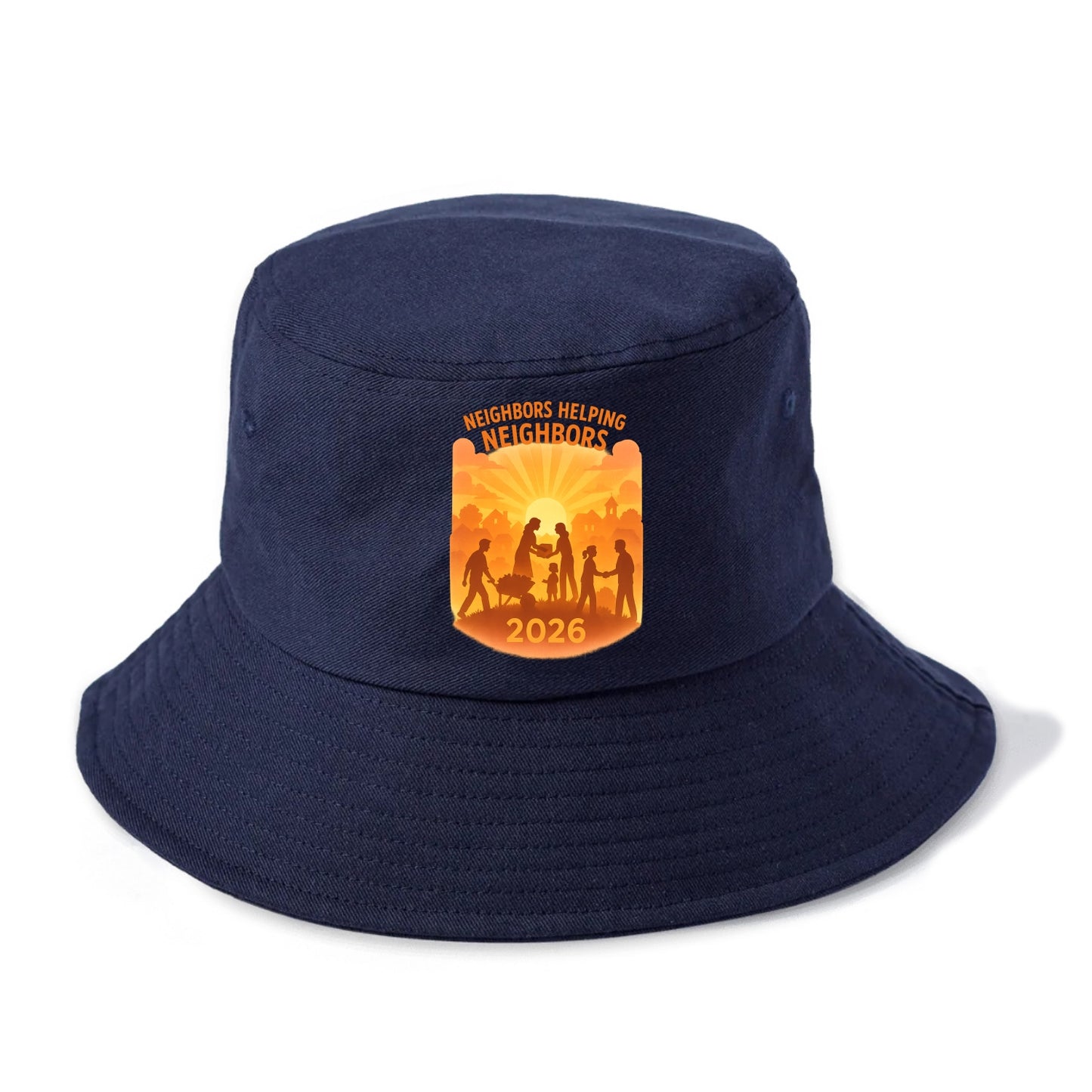 Local communities thriving with shared resources - "Neighbors Helping Neighbors" - - Bucket Hat - Twilight Navy(Blue)