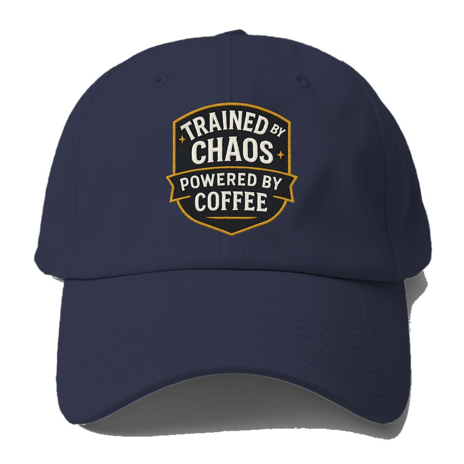 Trained by chaos, powered by coffee - Baseball Cap For Big Heads - Twilight Navy(Blue)